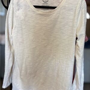 Faded Glory Off-White Scoop Neck Long Sleeve Top